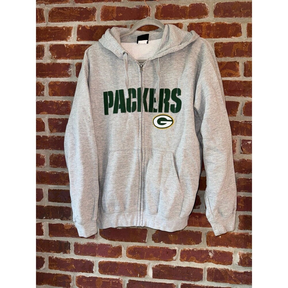 Green Bay Packers full zip‎ gray hoodie medium